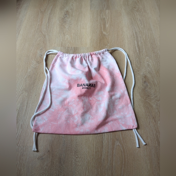 Bananas Monkey Pink Drawstring Bag  Tie Dye Backpack